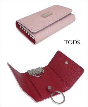 【ギフト ラッピング無料】TOD'S トッズ 6連 キーケース 取り外し可能で便利なキーリング付き LEATHER KEY HOLDER ANGEL/RED DAHLIA エンジェルピンク/ダリアレッド XAWDSRG1600 TBB 3Z99 レディース 【楽ギフ_包装】【新品 未使用 正規品】