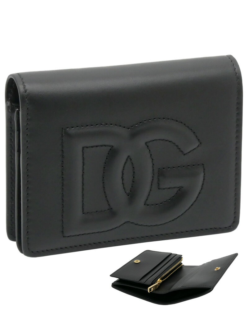 ドルチェ＆ガッバーナ DOLCE&GABBANA DGロゴ ウォレット カーフスキン BI1211AG08180999 ドルガバ 二つ折り コンパクトウォレット 小銭入れ付財布 ブラック レディース 