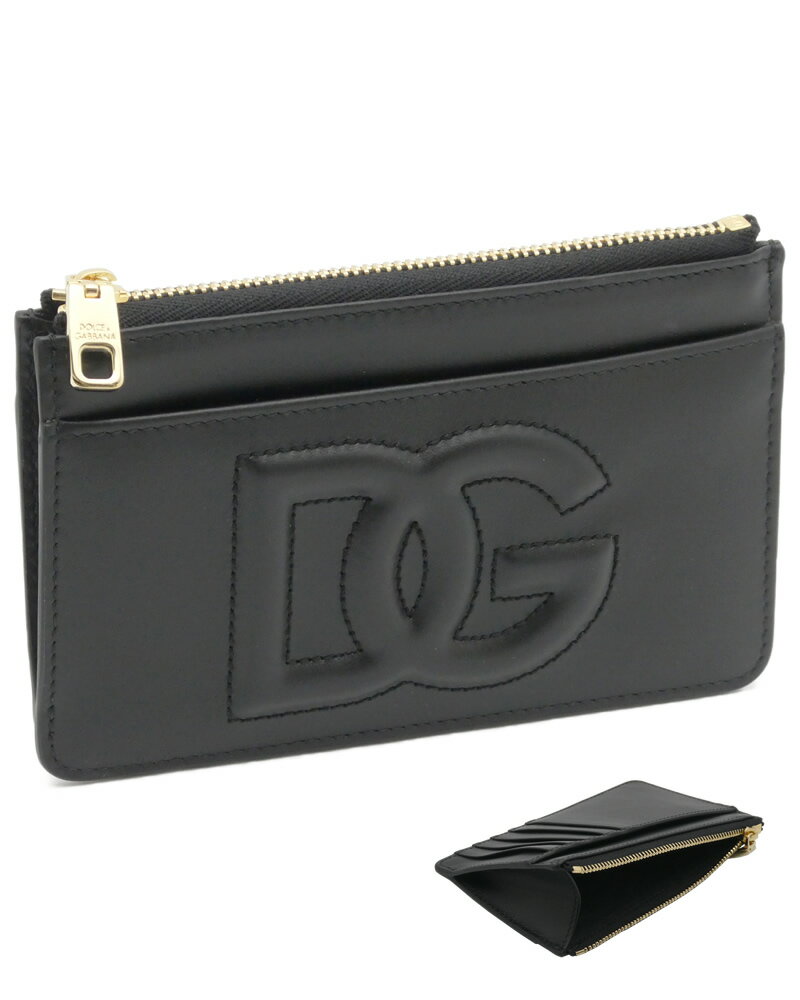 ドルチェ＆ガッバーナ DOLCE&GABBANA DGロゴ カードホルダー ミディアム カーフスキン BI1261AG08180999 ドルガバ コインケース カードケース 小銭入れ ブラック レディース 【新品 新作 未使用 正規品】