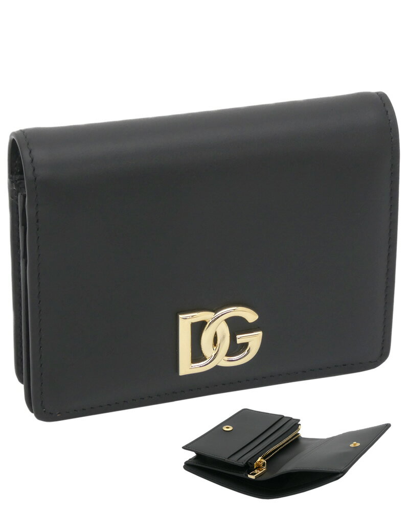 【2024年秋冬新作】 ドルチェ&ガッバーナ DOLCE&GABBANA ウォレット カーフスキン DGロゴ BI1211AW57680999 ドルガバ 二つ折り コンパクトウォレット 小銭入れ付財布 ブラック レディース 【新品 新作 未使用 正規品】