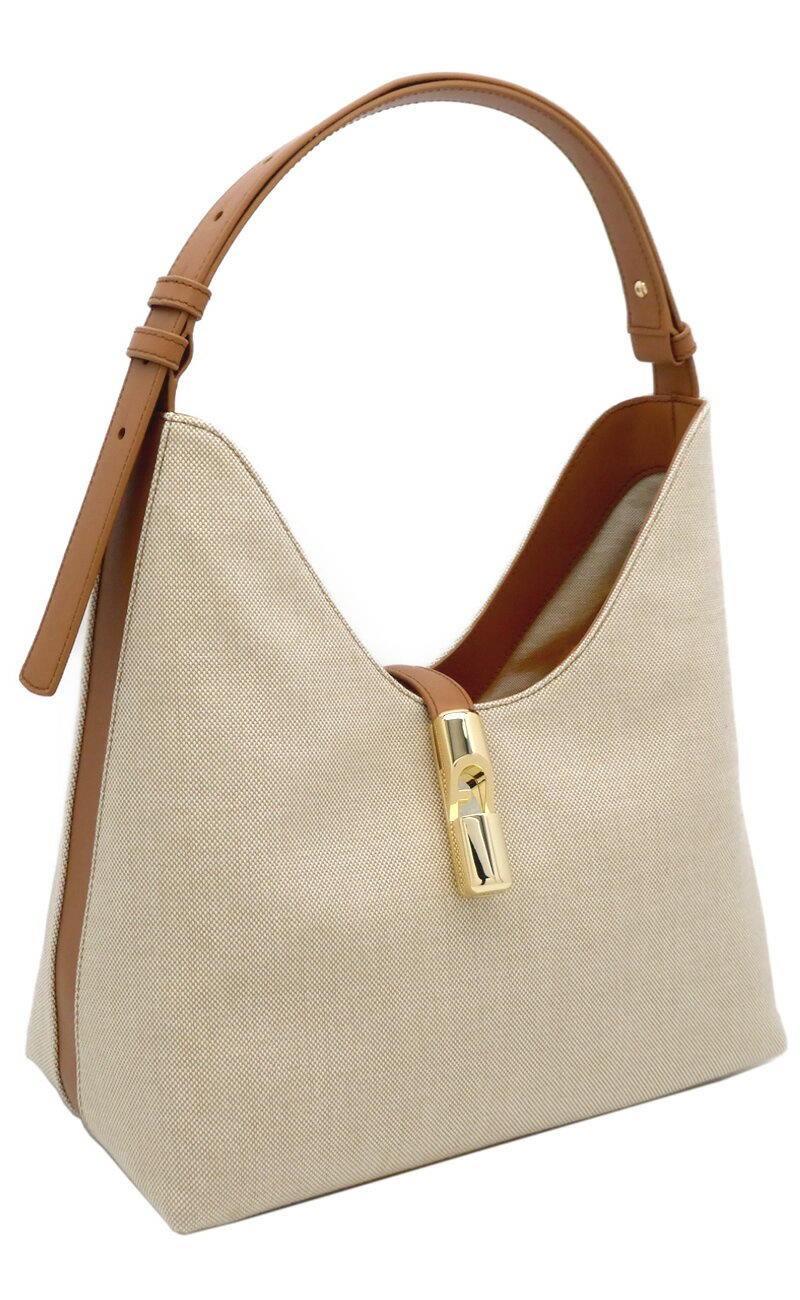 【2025年春夏 新作】 フルラ Furla Goccia ショルダーバッグ M NATURALE+BRANDY ナチュラーレ+ブラウン..