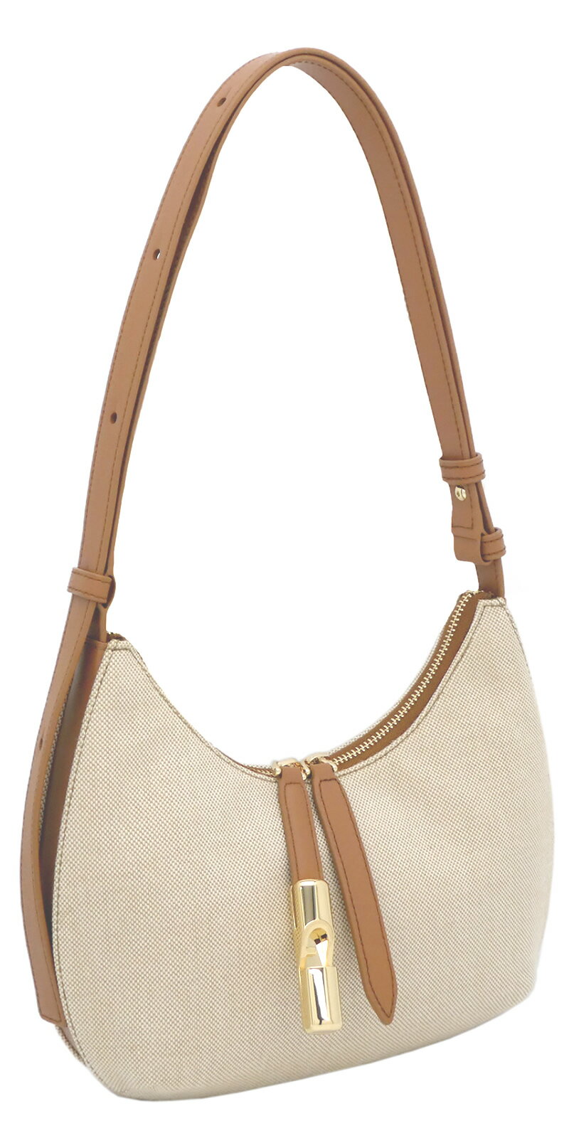 【2025年春夏 新作】 フルラ Furla Goccia ショルダーバッグ S NATURALE+BRANDY ナチュラーレ+ブラウン..