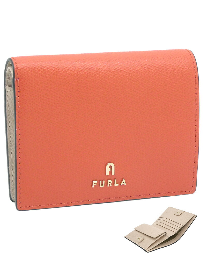 【2024年春夏 新作】 フルラ Furla Camelia 2つ折りウォレット Sサイズ Vitamina+Ballerina I Int. オレンジ+ベージュ WP00304_ARE000_1007_2823S カメリア 二つ折りコンパクト財布 S レディース 【新品 新作 未使用 正規品】