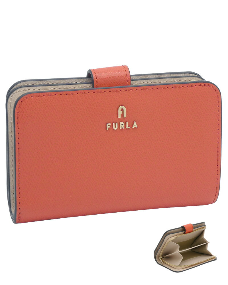 【2024年春夏 新作】 フルラ Furla Camelia コンパクトウォレット Vitamina+Ballerina I Int. オレンジ+ベージュ WP00314_ARE000_1007_2823S カメリア 二つ折りスモール財布 レディース 【新品 新作 未使用 正規品】