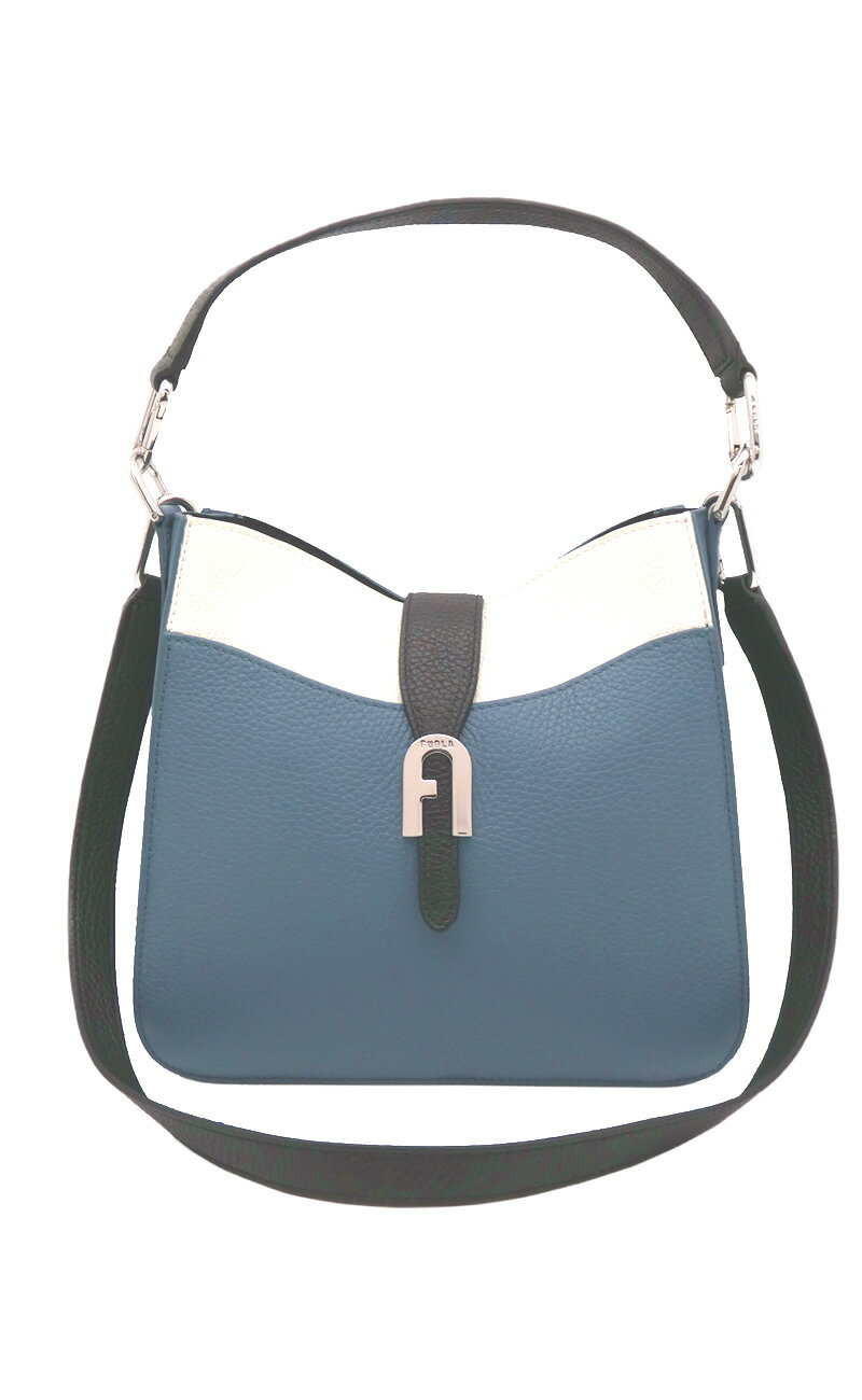 フルラ FURLA SOFIA GRAINYホーボーバッグ S BLU DENIM+TALCO h+NERO ブルーデニム+ホワイト WB00267_HSC000_1007_0607S ソフィア グレイニー ホーボーバッグ 2WAY レディース 【新品 新作 未使用 正規品】