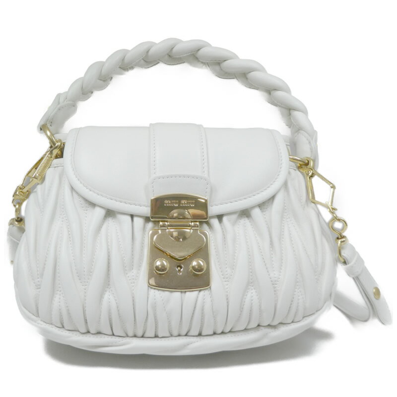 ミュウミュウ ショルダーバッグ マテラッセレザー ハンドバッグ MiuMiu 5BH188_N88_F0009V_OOO MATELASSE' BIANCO ホワイト miumiu レディース ショルダーバッグ 斜め掛け クロスボディ 【ギフトラッピング無料】【楽ギフ_包装】【新品 新作 未使用 正規品】