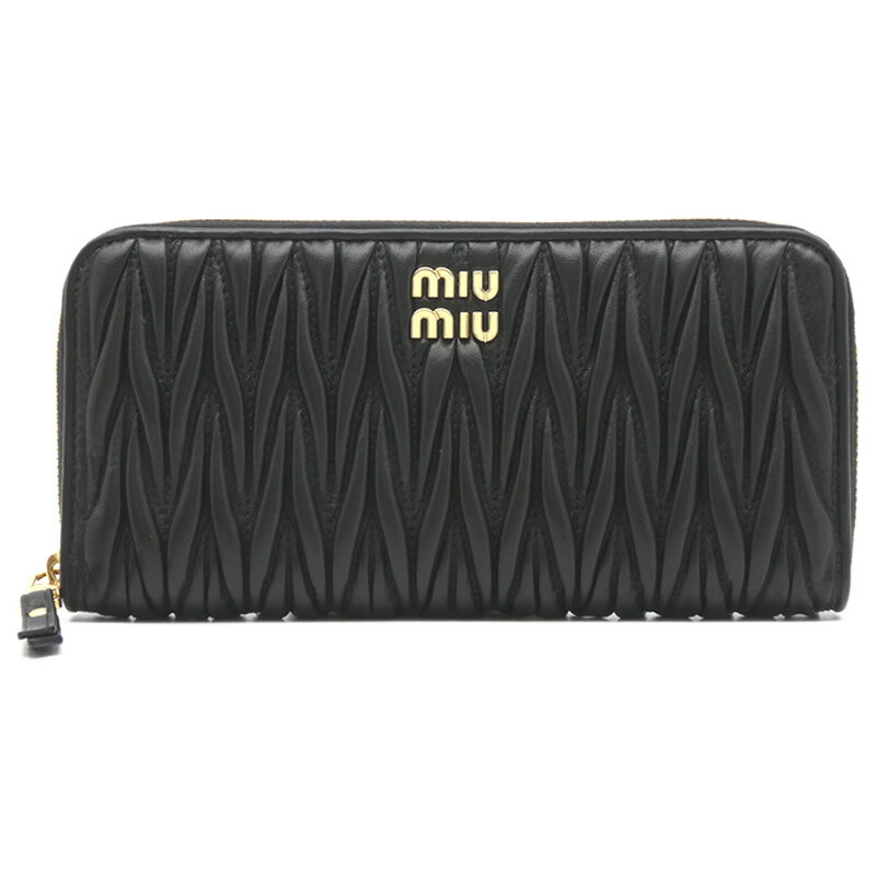 ミュウミュウ MIU MIU マテラッセレザー 財布 ブラック 5ML506_2FPP_F0002 MATELASSE'MIU NERO miumiu ジップアラウンドウォレット 長財布 レディース 【新品 新作 未使用 正規品】