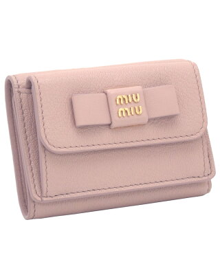 ミュウミュウ MIUMIU マドラスフィオッコ レザー財布 5MH021_2CKV_F0D91 MADRAS FIOCCO OPALE ピンク系 miumiu 三つ折り 財布 レディース 【新品 新作 未使用 正規品】