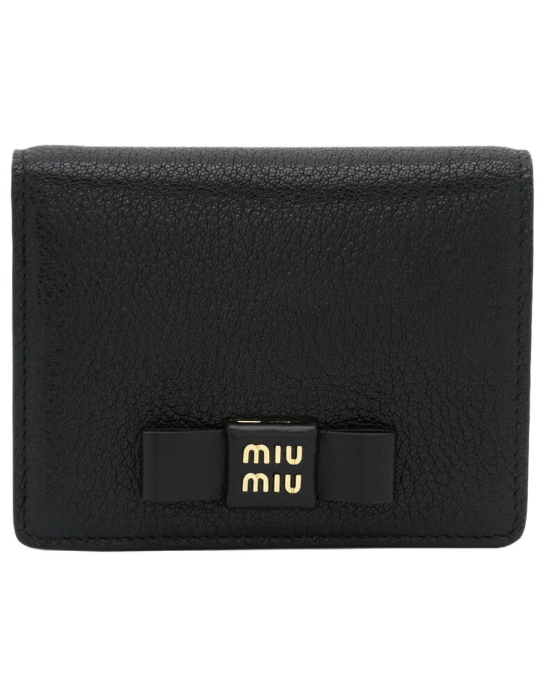 ミュウミュウ 革財布 レディース ミュウミュウ MIUMIU マドラスフィオッコ レザー財布 5MV204_2CKV_F0002 MADRAS FIOCCO NERO ブラック miumiu 二つ折り 財布 レディース 【新品 新作 未使用 正規品】