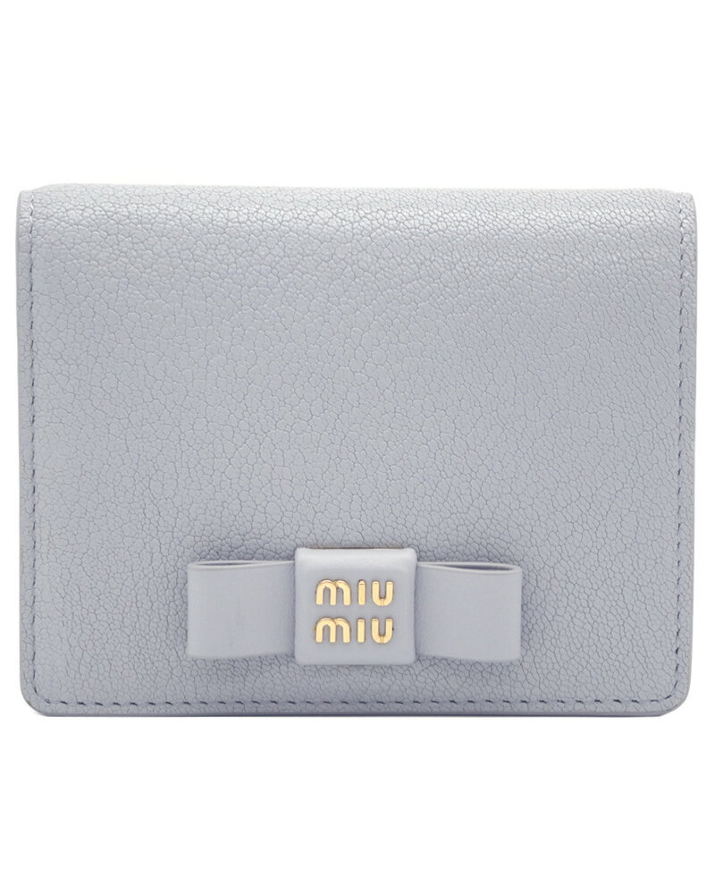 ミュウミュウ 二つ折り財布 ミュウミュウ MIUMIU マドラスフィオッコ レザー財布 5MV204_2CKV_F0591 MADRAS FIOCCO FIORDALISO ライトブルーグレー系 miumiu 二つ折り 財布 レディース 【新品 新作 未使用 正規品】