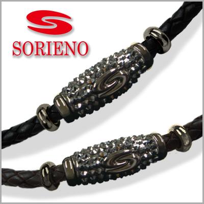 SORIENO(ソリエノ)Leather ネックレス(ガンメタ) スポーツネックレス 健康 ネックレス