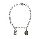 パドロックモチーフ&メダル ステンレスチェーンブレスレット シルバー
