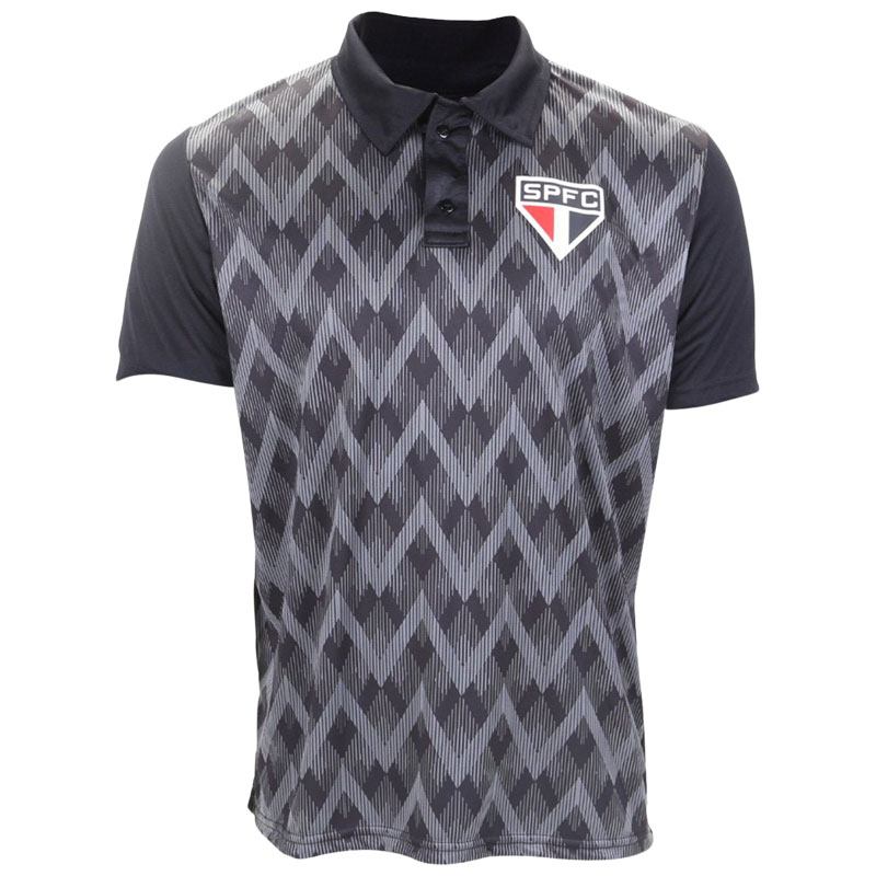 サンパウロFC公式 襟付きグラフィックTシャツ SAO PAULO FC ブラック×グレー