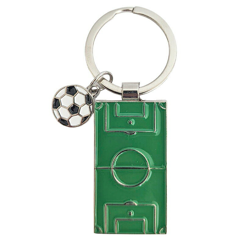サッカーボールチャーム付き サッカーコートデザインキーホルダー Campo de futebol