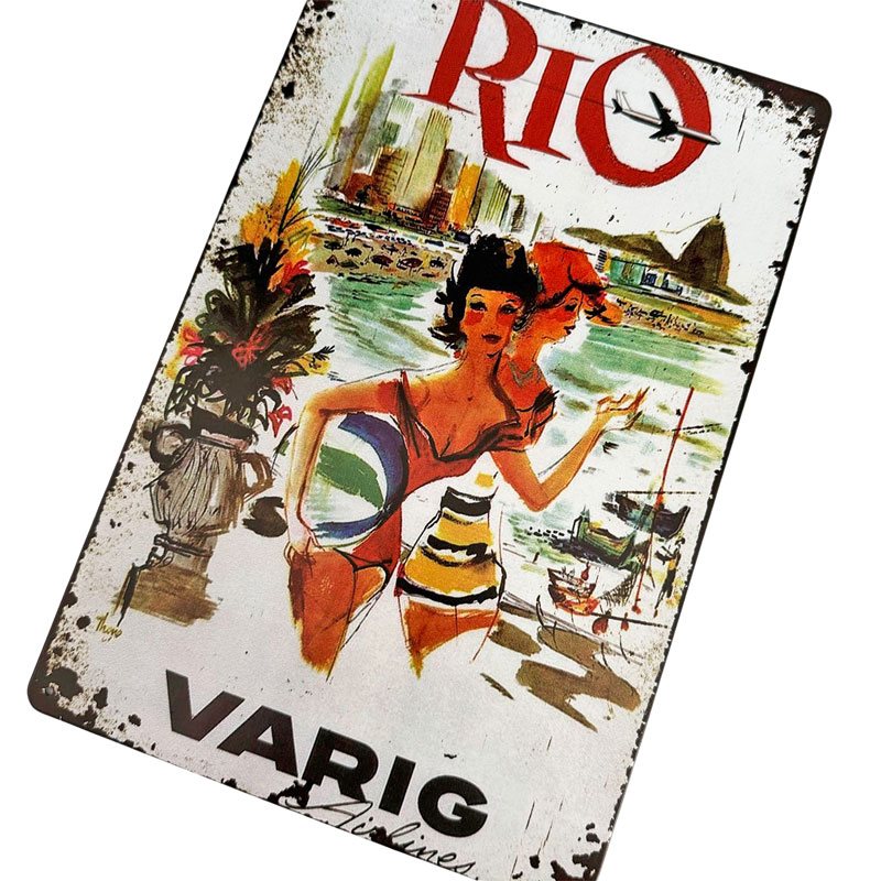 アート調パネル リオ ヴァリグエアライン レトロデザイン看板【RIO VARIG】