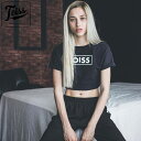 【TOISSレディース】BOXボーダーロゴクロップドTシャツ ブラック(4)