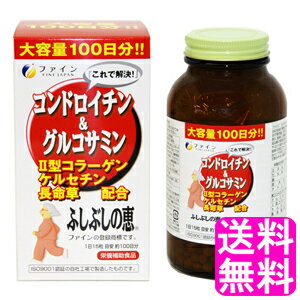 【送料無料】 コンドロイチン&グルコサミン(ふしぶしの恵) お徳用 100日分 ■ ファイン 栄養補助食品 コンドロイチン 鮫コンドロイチン グルコサミン ミネラル 大豆イソフラボン ビタミンC ビタミンB群 2型コラーゲン 軟骨 ふしぶし