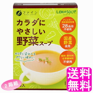 【送料無料】 LOHASOUP カラダにやさしい野菜スープ 【2箱組】【一度開封後平たく再梱包】■ ファイン ロハスープ 体に優しいスープ やさいスープ 動物性原料不使用 香料不使用 着色料不使用 化学調味料不使用 無添加 健康スープ インスタント 粉末