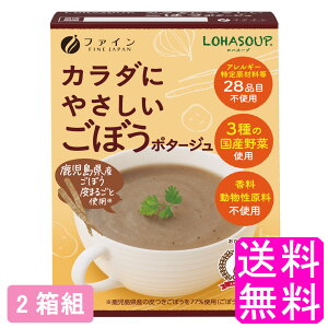 【送料無料】 LOHASOUP カラダにやさしいごぼうポタージュ 【2箱組】【一度開封後平たく再梱包】■ ファイン ロハスープ 体に優しいポタージュ ごぼうスープ 動物性原料不使用 香料不使用 着色料不使用 化学調味料不使用 無添加 健康スープ インスタント 粉末