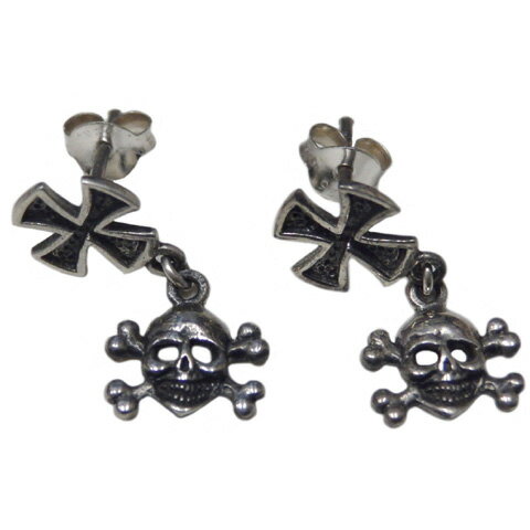 GOOD ROCKINグッドロッキン スウィングピアス[ スカル＆アイアンクロス ]03AC0495