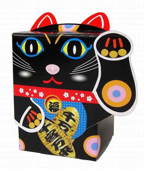 【BOX招き猫　黒(魔よけ)40W】名入れ 