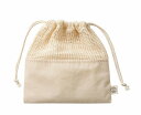 【オーガニックコットンネット巾着(M) ナチュラル】名入れ オリジナル まとめ買い 汎用ポーチ・巾着