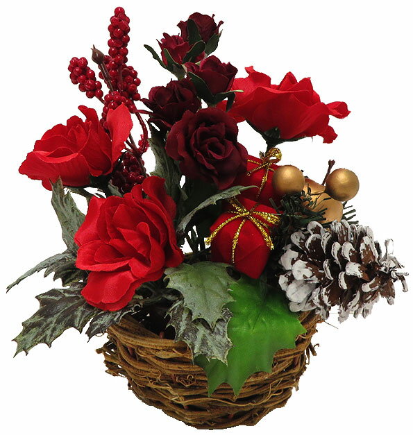 【[店舗装飾品] シックローズ盛カゴ】イベント用品　ディスプレイ　クリスマスの店舗装飾品