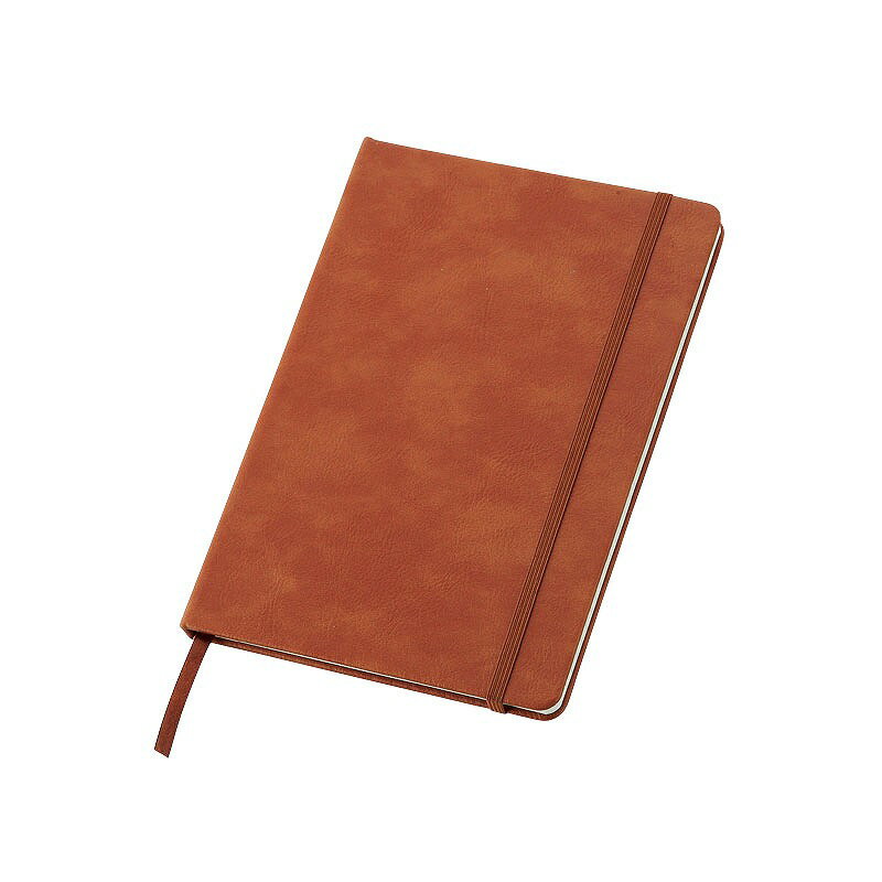 【レザー調・ハードカバーノート(A5)(ブラウン)】ノベルティ グッズ　安価　文房具・デスク周り