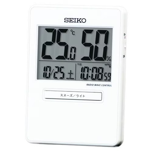 【セイコークロック SQ797W 電波目覚し時計 白 (各種記念品向けに名入れ対応可能)】名入れ オリジナル 卒業 時計