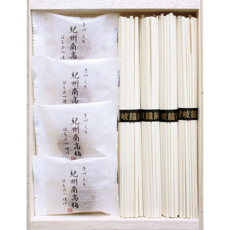 ● 商品名 ： 紀州南高梅・讃岐うどん詰合せ(木箱入) ● 商品コード ： a24lr361237-R ●こちらの商品の注文単位は 4個以上 でのご注文となります。 ● 注文条件 ： 　　3000円以上でご注文受付となります。 名入れ・熨斗・包装に関してよくある質問をまとめました。 お問い合わせの前に、こちらをご覧ください。 名入れについてのご相談・お見積りや商品選定に関するご相談など、 お気軽にお問い合わせください。 ● 商品名 ： 紀州南高梅・讃岐うどん詰合せ(木箱入) ● 商品コード ： a24lr361237-R ● ご注文単位 ： 4個以上 ● 注文条件 ： 　　3000円以上でご注文受付となります。 ※価格は商品1つあたりの価格で表示しております。● 商品名 ： 紀州南高梅・讃岐うどん詰合せ(木箱入) ● 商品コード ： a24lr361237-R ● ご注文単位 ： 4個以上 ● 商品PR文 ： 日本一の梅の里、和歌山の肉厚で皮が柔らかい最高級の紀州南高梅のはちみつ漬けと讃岐うどんの詰合せです。 ● 個装サイズ ： 21.3×16.2×2.6cm ● セット・梱包内容 ： 紀州南高梅はちみつ漬け・讃岐うどん(50g)×各4 ● 注意事項・期間・納期 ： 小麦 ● 賞味期限 ： 常温1年 ● 適量出荷単位 ： 20 ● 最少出荷単位 ： ● 備考コメント ： 日本一の梅の里、和歌山の肉厚で皮が柔らかい最高級の紀州南高梅のはちみつ漬けと讃岐うどんの詰合せです。 ■ノベルティ・販促品・粗品販売のお店がどっとこむ！のご紹介 【お店がどっとこむ】では、ノベルティ・販促品・粗品・記念品を業界トップの40,000点以上揃えております。 ノベルティ・記念品のおけるプロがお客様のニーズに応えた、商品のご提案をすることも可能ですので、お気軽にお問い合わせください。 【ビジネス向け】 展示会配布用、ご成約記念品、企業PR、営業販促、表彰記念品、創立・設立記念品、年末年始あいさつ、イベントグッズ 【飲食店向け】 名入れ皿、名入れグラス、名入れ湯呑、名入れ箸、名入れ灰皿 【教育機関向け】 卒業・卒園記念品、表彰記念品、オープンキャンパス配布用 【個人様向け】 結婚・出産記念品、ホールインワン記念品、同人グッズ作成 幅広い商品ラインナップで、様々なお客様のニーズにお応えしております。 上記以外にも、店舗運営に欠かせない店舗装飾品（春・夏・秋・冬・正月・バレンタイン・ハロウィン・クリスマス）など店舗販売促進グッズの販売も行っております。 ※当店は、ロット販売を中心に展開しておりますので、ご注文時には必ず【ご注文単位】をご確認の上、カートに商品をお入れください。 ご注文時に単位が異なる場合は、当店より別途ご連絡をさせていただきます。