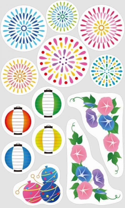 【[店舗装飾品] ウィンドウステッカーお祭花火】販促品　ディスプレイ　夏の店舗装飾品