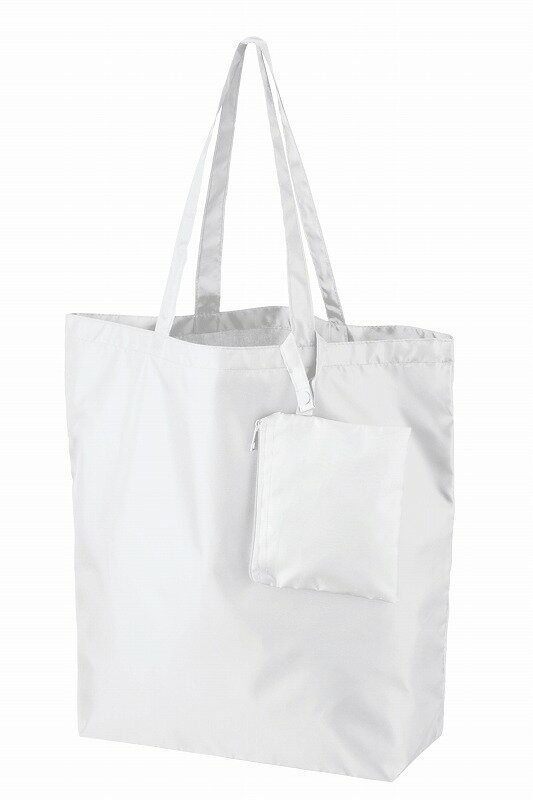 ＼販促品 ノベルティ グッズ 機能付きバッグ/【ポケッタブルトート(L)ポーチ付 ホワイト】 ” 展示会・セミナー来場ノベルティや記念品向けの商品として”/” 法人・企業・団体・ビジネス向けの記念品・販促ノベルティグッズに ”