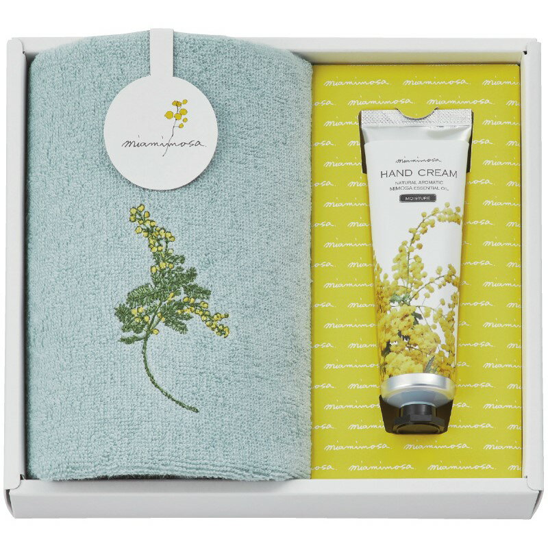 ＼記念品 ギフト　国産・ブランドギフト/【ミアミモザ　今治ハンドタオル&ハンドクリーム　グリーン】 ..