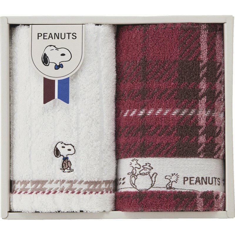 ＼販促品 ノベルティ グッズ ハンカチ・タオル/【スヌーピー チェック ウォッシュタオル2P】 ” ご挨拶・お礼の品にお勧めの商品を集めました。”/” 健保組合・労働組合の組合員の方への福利厚生や記念品に ”
