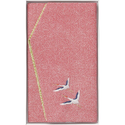 【洛北 刺繍入り金封ふくさ 赤鶴】ギフト 創立記念 風呂敷・ふくさ・手拭 【洛北 刺繍入り金封ふくさ 赤鶴】ギフト 創立記念 風呂敷・ふくさ・手拭