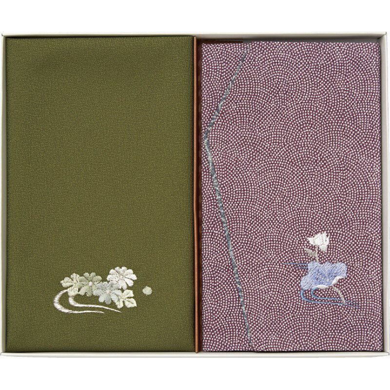 【洛北　刺繍入り金封包み&金封ふくさ　紫蓮】ギフト　設立記念　風呂敷・ふくさ・手拭