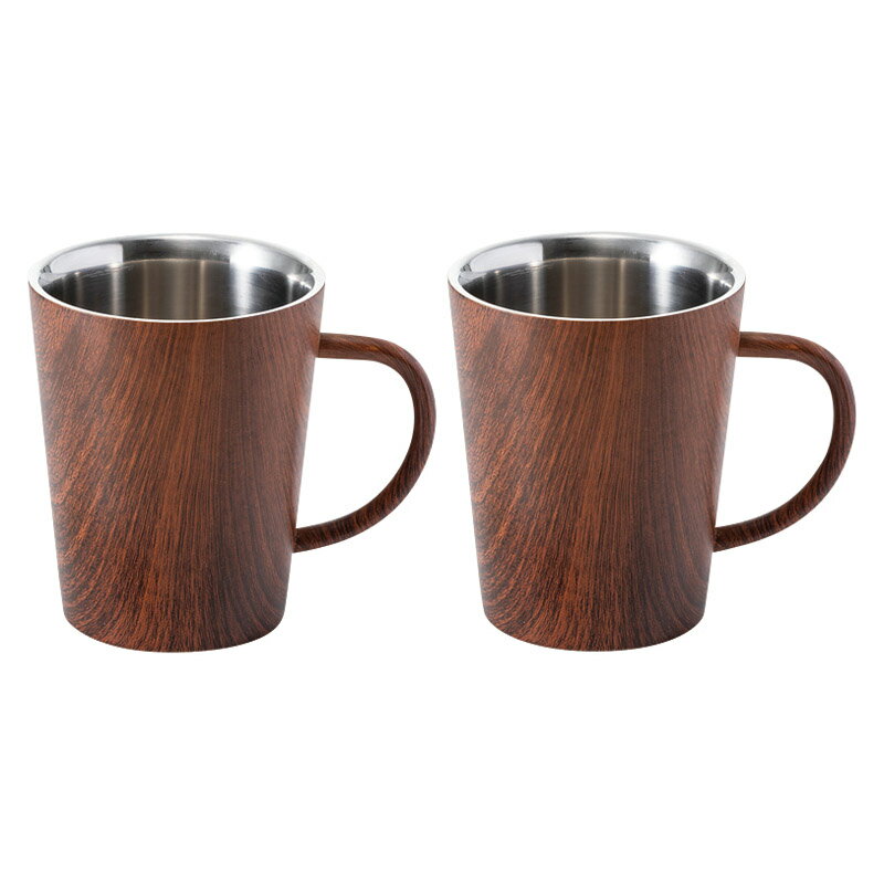 【ウッドデザイン二重マグ360ml ペア】もらって嬉しい 記念品　敬老会　絵柄付きマグ・グラス・カップ
