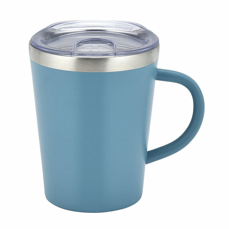 【蓋付きマグカップ 350ml ブルー ブルー】ノベルティ グッズ　プリント　名入れ向け タンブラー・グラス