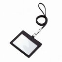 【レザーIDカードホルダー(ネックストラップ付) リアルブラック】記念品・大量購入のお見積歓迎 新卒者 男性向け小物