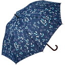 【ジャンプ傘 60cm グラス骨 フラワーリーフ レザー風手元 雨傘】ギフト プリントまとめ買い ストレート傘