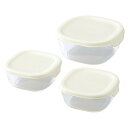 【HARIO・耐熱ガラス製保存容器3Pセット(オフホワイト)】販促品 キッチン 整理・保存