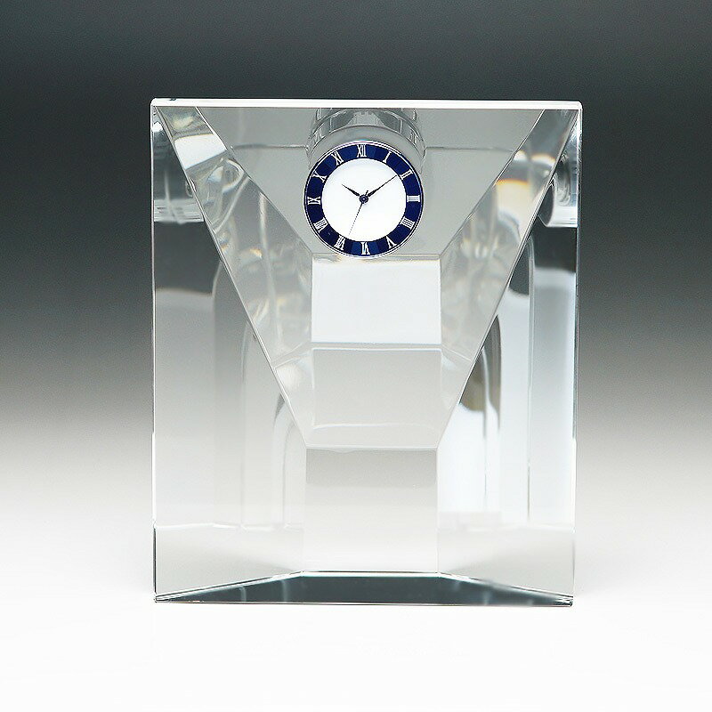 【[サンドブラスト加工代込] 時計(青) 小 DT-22 ※版代別途】贈答品 開店記念 盾・トロフィー・クリスタル