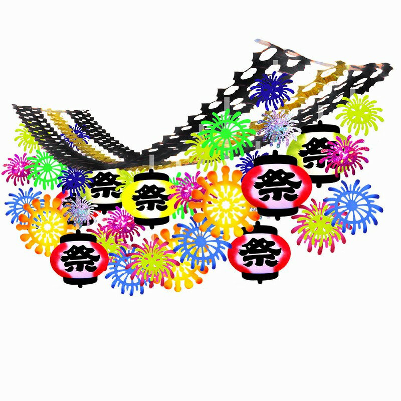 【[店舗装飾品] 花火提灯プリーツハンガー】イベント用品　店頭飾り　夏の店舗装飾品