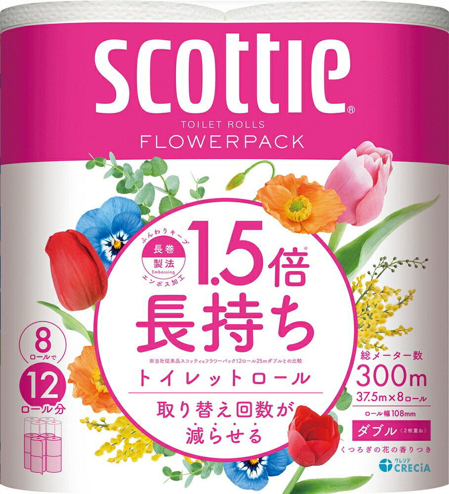 ＼イベント 縁日 催物 抽選会 ティッシュ/【スコッティフラワーパック1.5倍長持ち8ロールダブル(37.5m)】 ” 展示会・セミナー来場ノベルティや記念品向けの商品として”/” 広告宣伝・集客・認知度アップ向けの低単価・安い粗品・ばらまき配布品などに ”