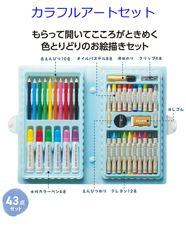 カラフルアートセット1個【文具セット クレヨン 色えんぴつ 子供 プチギフト 子供 文房具 粗品 景品 ノベルティ 販促品 記念品 賞品 プレゼント品 子供会 景品 新入学 文具 幼稚園 小学校 卒園 プレゼント 子ども 友達 500円】 sosinaya-10002400 粗品・イベント景品の粗品屋本舗 サンプル画像3