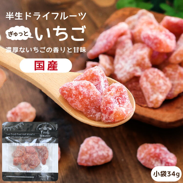 【送料無料】国産 ドライフルーツ いちご 小袋 34g | 甘い香り、濃厚な味 ドライいちご ドライいちご イチゴ 苺 ストロベリー 半生ドライ プレゼント ドライフルーツ 果物 フルーツ 南信州菓子工房 プチギフト フォンダンウォーター お菓子 乾燥果実