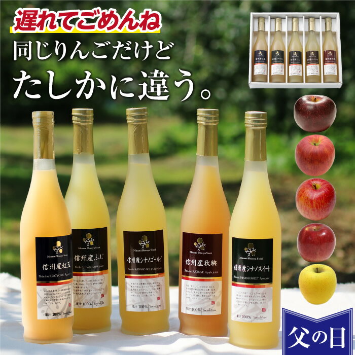 樂天商城 - 遅れてごめんね 父の日 信州産 果汁100％ りんごジュース ギフト 500ml 5本 ジュース りんご5品種の飲み比べ プレゼント 送料無料 最強翌日配送 | 全て国産原料のみ 果物 リンゴジュース ふじ 紅玉 シナノゴールド 秋映 シナノスイート 内祝 出産祝い 出産内祝い 2026