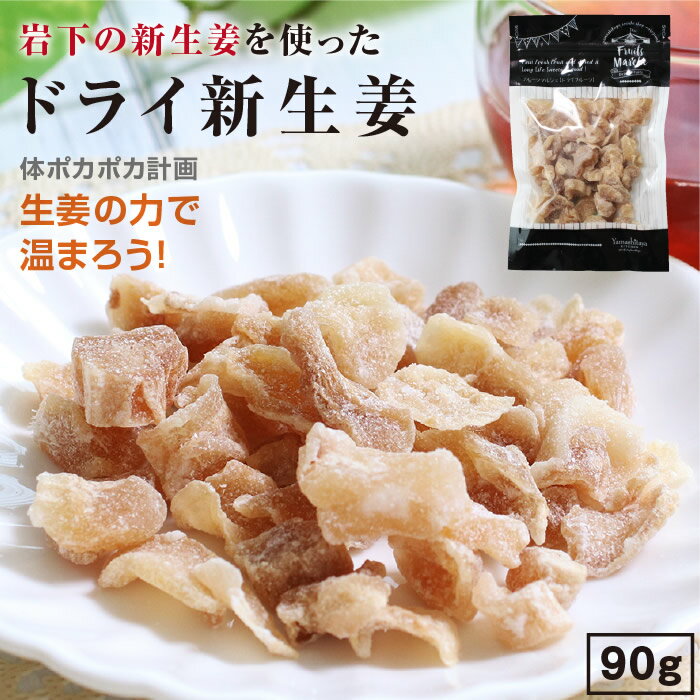 【送料無料】ドライフルーツ 岩下の新生姜 大袋 90g 爽やかな辛さがクセになる！ ドライ生姜 ショウガ しょうが ドライジンジャー 新生姜 生姜糖 しょうが糖 紅茶に入れて生姜茶 生姜紅茶にも！ ジンゲロール ショウガオール 南信州菓子工房 岩下食品