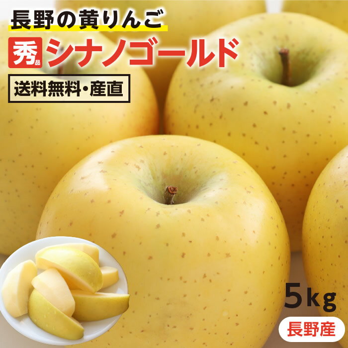 【送料無料】長野産 りんご シナノゴールド 5kg 秀品 -Y11J｜ 青りんご 黄りんご 縁起物 産地直送 葉とらず 林檎 リンゴ 信州 お取り寄せ 旬の果物 フルーツ 贈り物 ギフト ゴールデンデリシャスと千秋から生まれたりんご