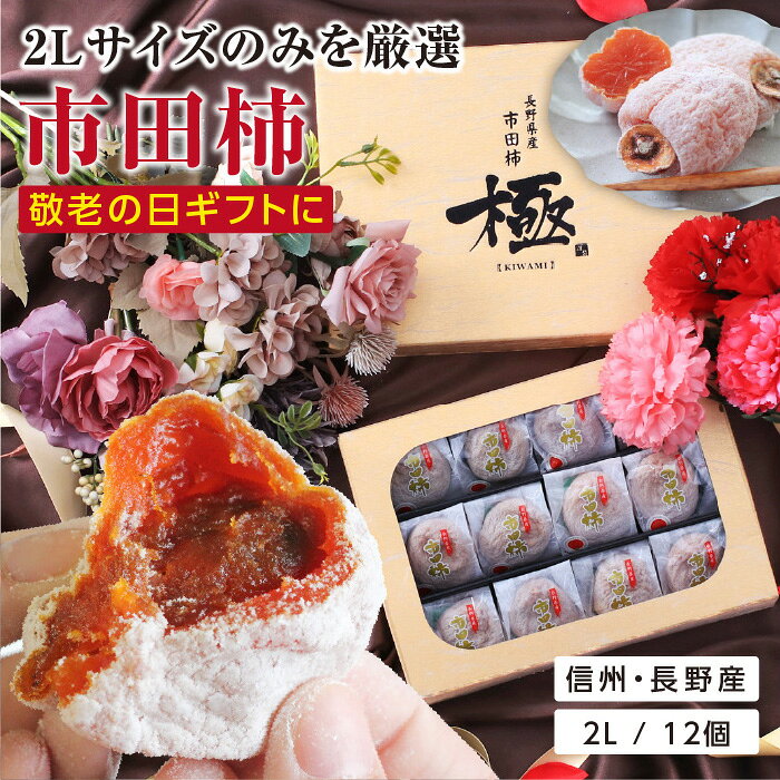 【送料無料】敬老の日 干し柿 ギフト 市田柿 極 2Lサイズ 12個入 長野県産 個包装 プレゼント | 国産 ワンランク上の贈り物 干柿 食べ物 お取り寄せ 内祝 出産祝 贈答 スイーツ お供え フルーツ 高級感 ドライフルーツ ブランド柿 GIマーク認証品 冷凍 2026